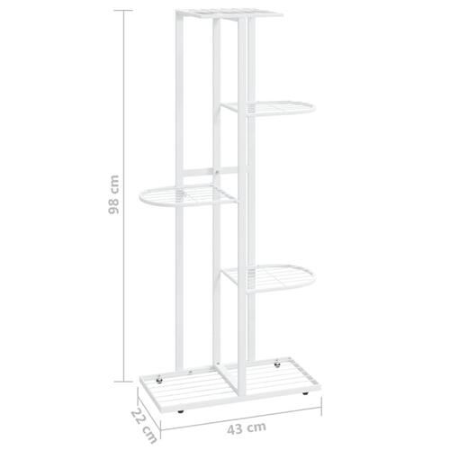 Blomsterstativ i 5 niveauer 43x22x98 cm metal hvid