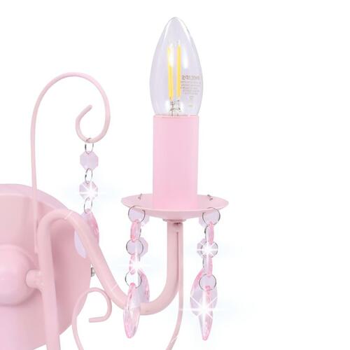Væglampe med perler 2 x E14-pærer pink