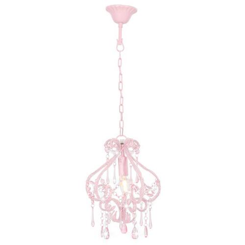 Loftlampe med perler rund E14 pink