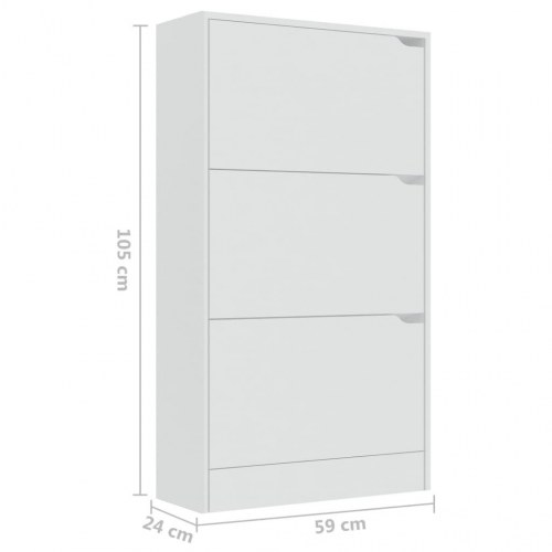 Skoskab med 3 låger 59x24x105 cm spånplade hvid