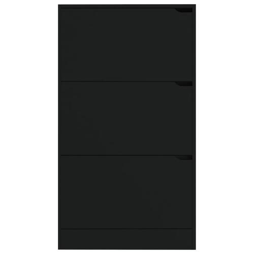 Skoskab med 3 låger 59x24x105 cm spånplade sort