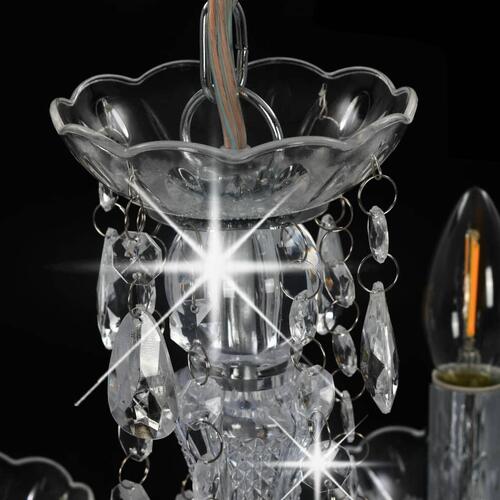 Lysekrone med krystalperler rund 5 x E14 sølvfarvet