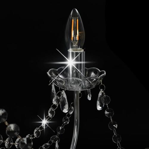 Lysekrone med perler 8 x E14-pærer sølvfarvet