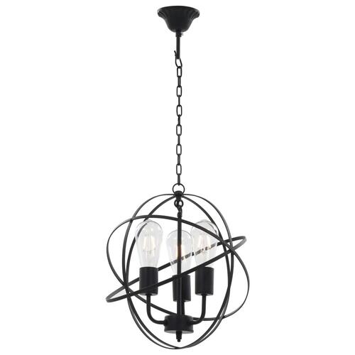 Hængelampe kugleformet 3 x E27-pærer sort