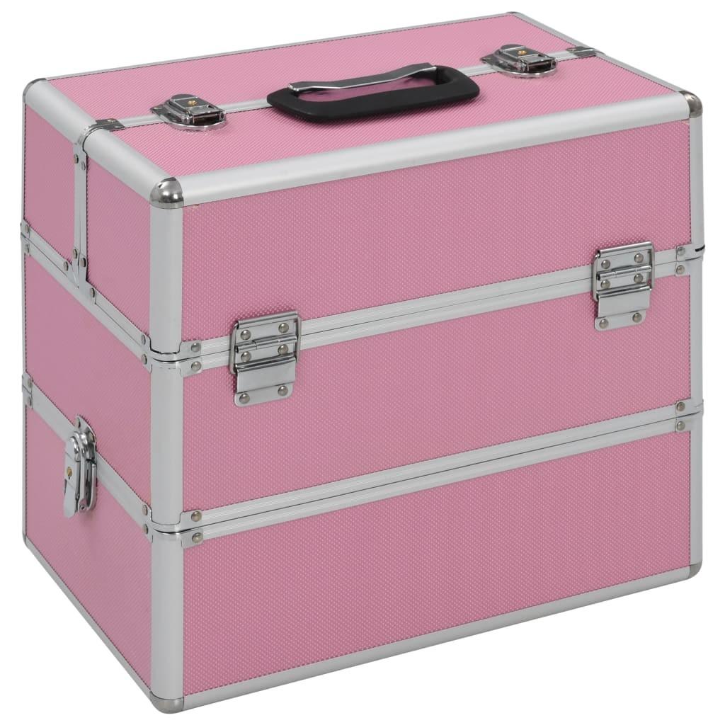 Makeupkuffert 37 x 24 x 35 cm pink aluminium