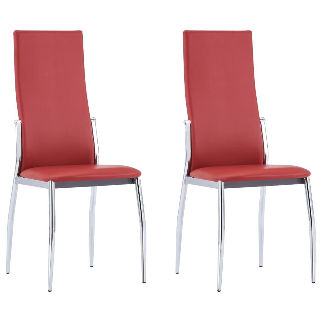 Spisebordsstole 2 stk. rød kunstlæder