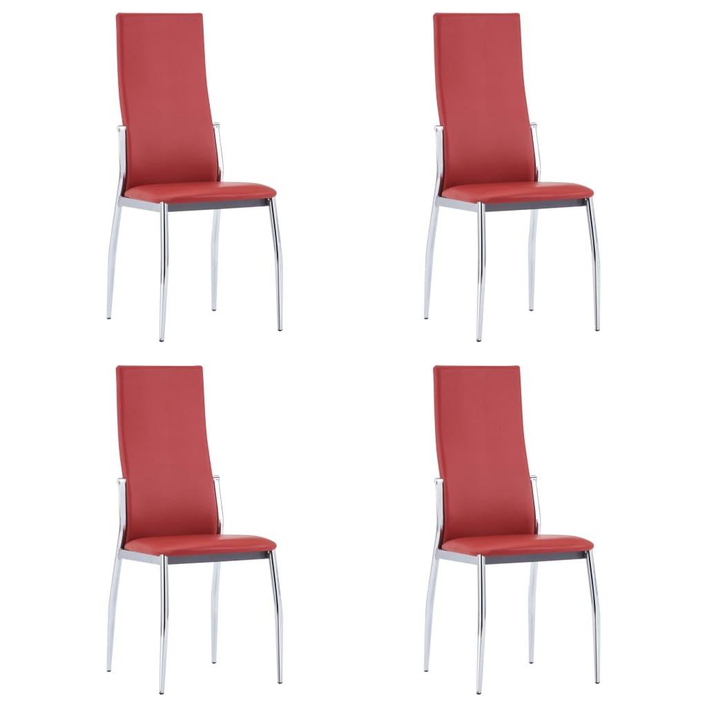 Spisebordsstole 4 stk. rød kunstlæder