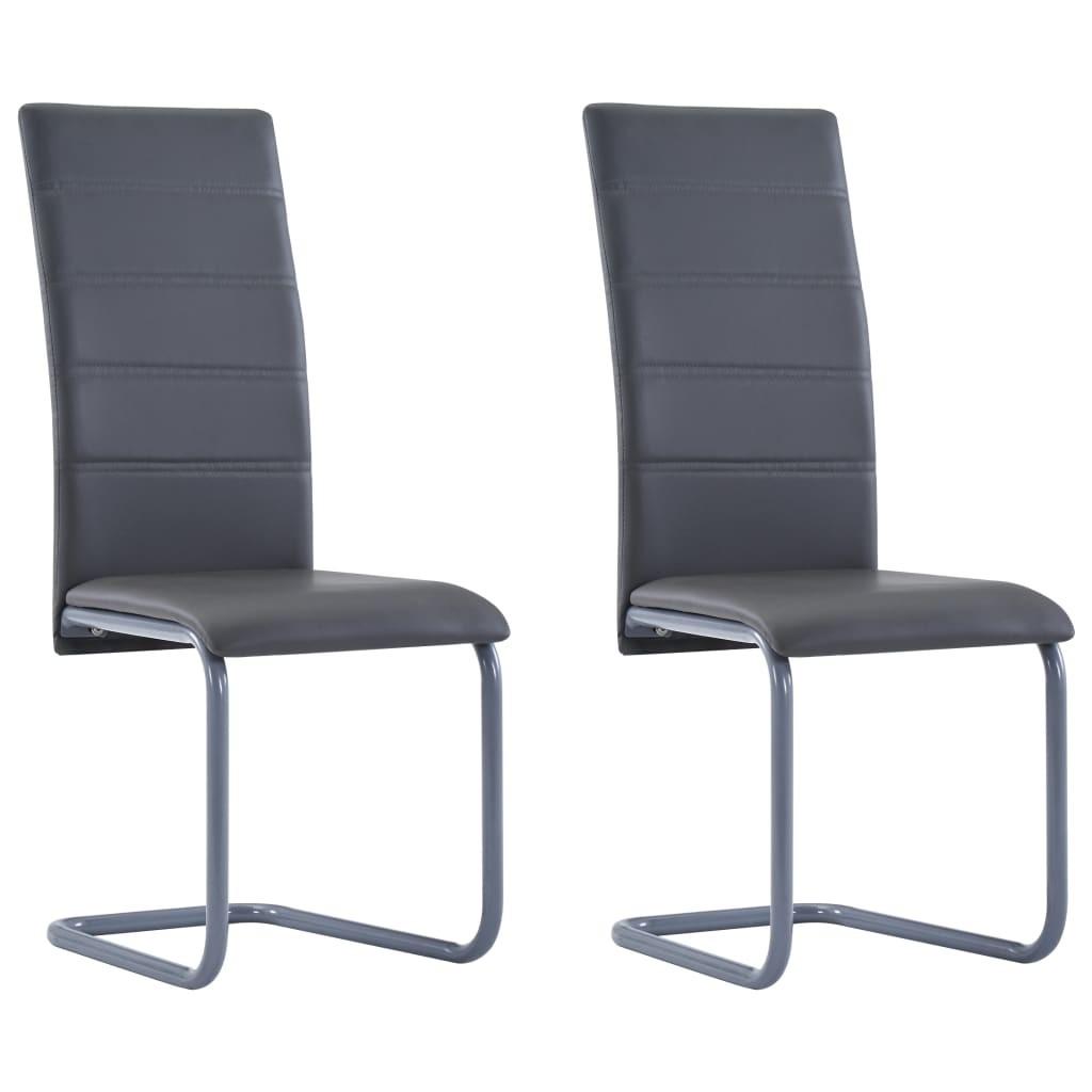 Spisebordsstole med cantilever 2 stk. kunstlæder grå