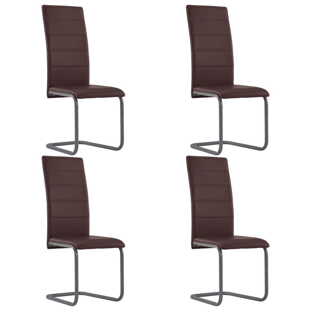 Spisebordsstole med cantilever 4 stk. kunstlæder brun