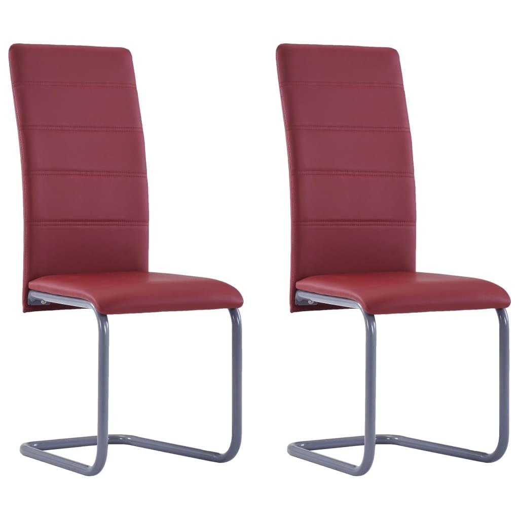 Spisebordsstole med cantilever 2 stk. kunstlæder rød