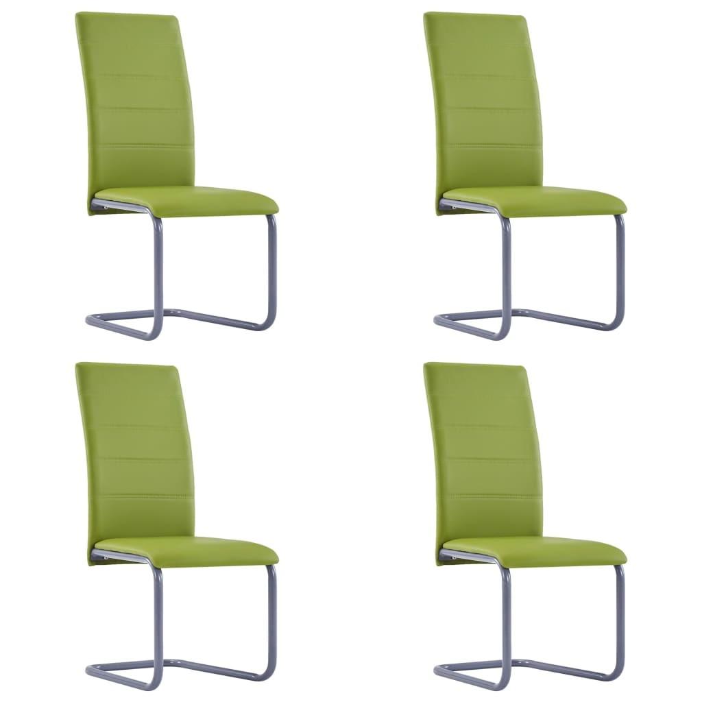 Spisebordsstole med cantilever 4 stk. kunstlæder grøn