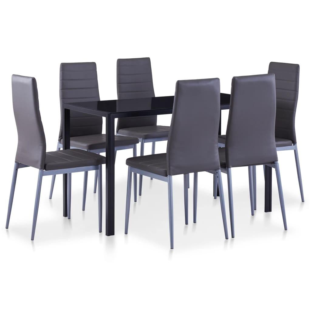 Spisebordssæt i 7 dele grå