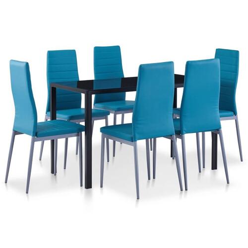 Spisebordssæt i 7 dele blå