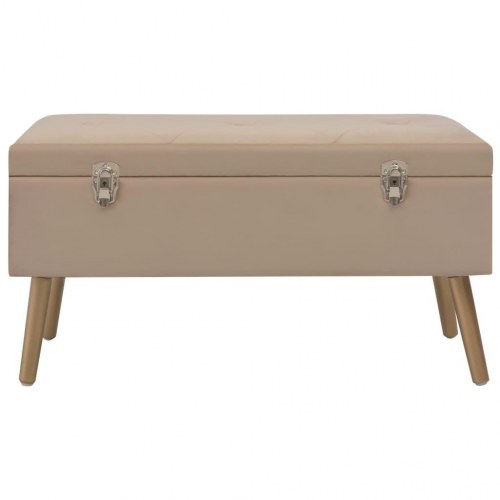 Bænk med opbevaringsrum 80 cm fløjl beige