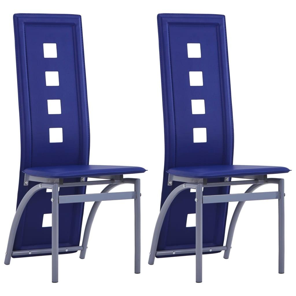 Spisebordsstole 2 stk. kunstlæder blå