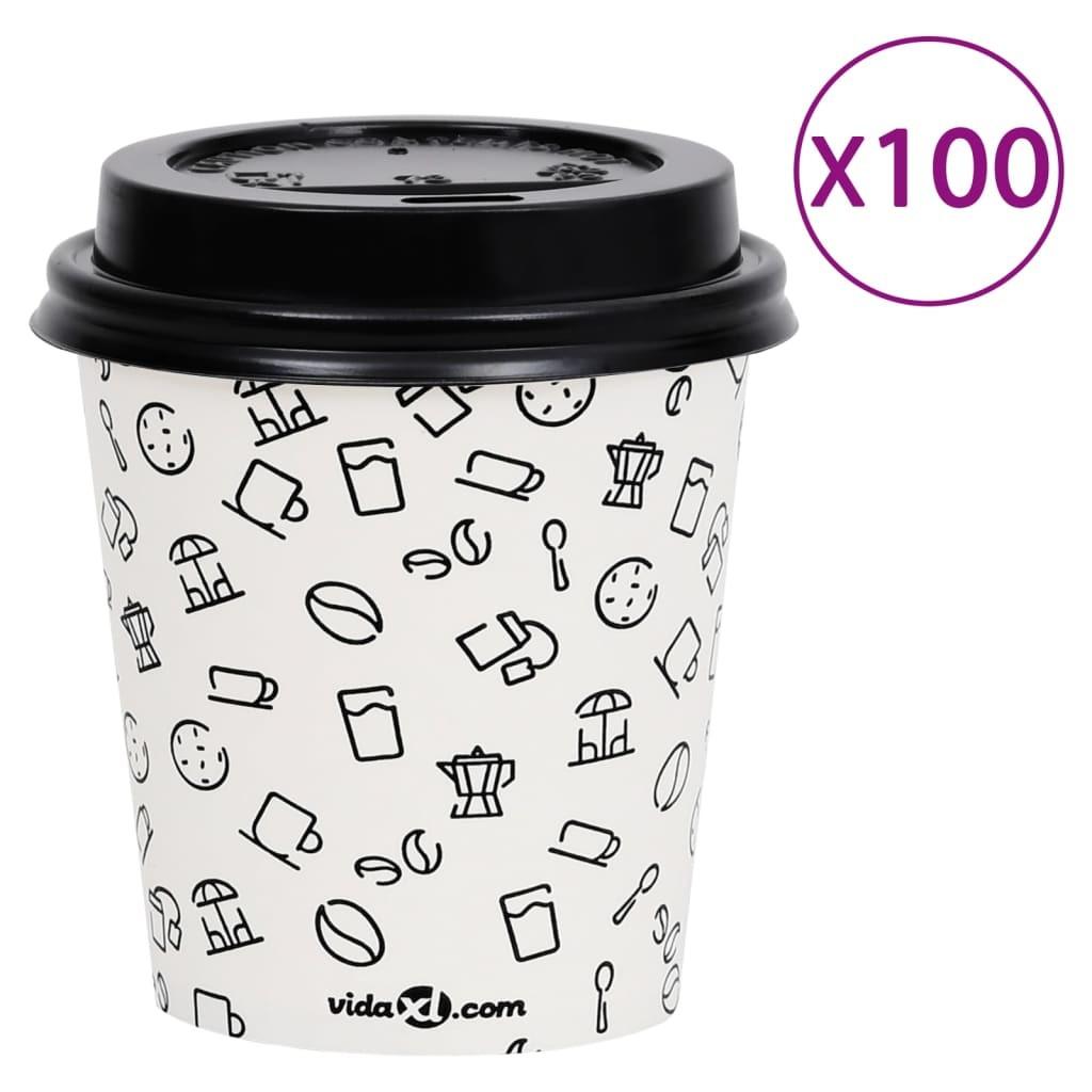 Papkrus med låg 100 stk. 200 ml hvid og sort