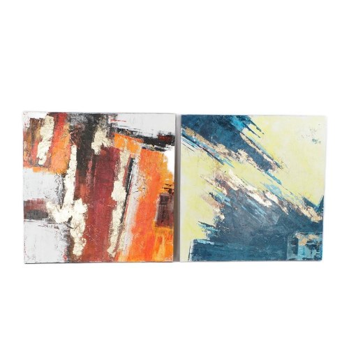 Håndmalet lærred, abstrakt - sæt af 2 (99,5 × 99,5 cm)