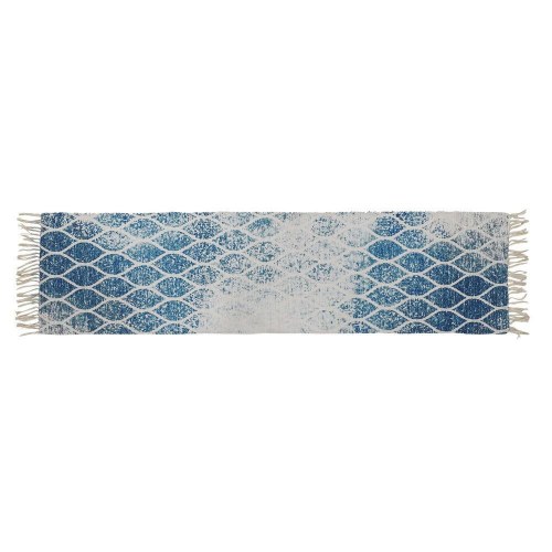 Tæppeløber i bomuld/chenille - blå, 60 × 240 cm