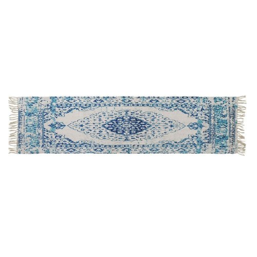 Tæppe - blå bomuld chenille 60 × 240 cm