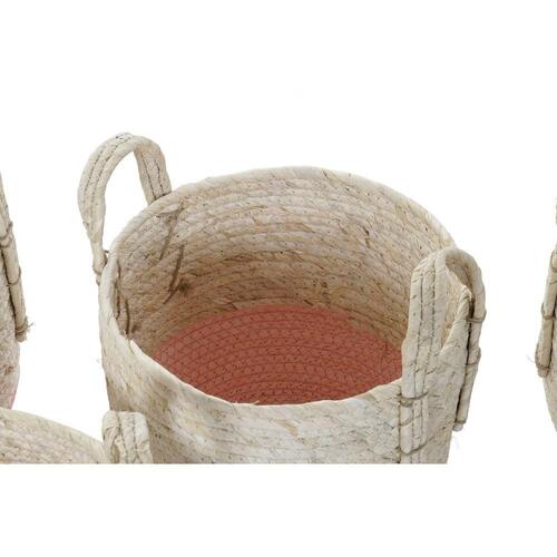 Kurvesæt Natur Pink Grøn Naturlig fiber 30 x 30 x 32 cm Boho (2 enheder)