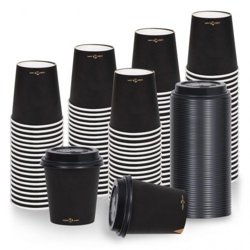 Papkrus med låg 100 stk. 200 ml sort