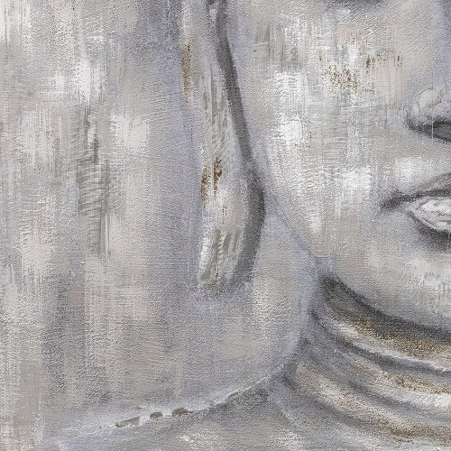 Lærredsmaleri - Buddha, grå/sølv, 100 × 100 cm (sæt á 2)