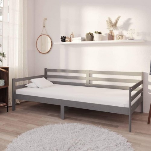 Daybed 90×200 cm i massivt fyrretræ - grå sengeramme