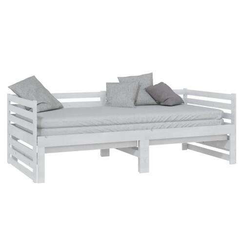 Daybed med udtræk 2x(90x200) cm massivt fyrretræ hvid