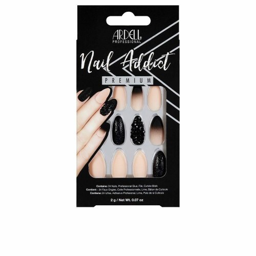 Kunstige negle Ardell Nail Addict Black Stud & Pink Ombre - 24 stk