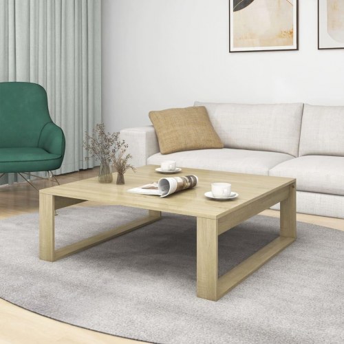 Sofabord 100 × 100 × 35 cm i konstrueret træ - sonoma eg