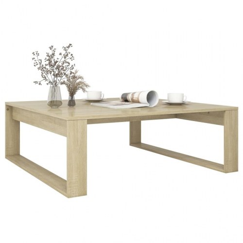 Sofabord 100 × 100 × 35 cm i konstrueret træ - sonoma eg