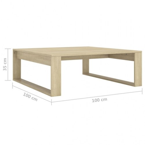 Sofabord 100 × 100 × 35 cm i konstrueret træ - sonoma eg