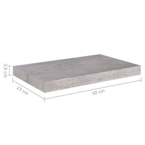 Væghylder 4 stk. 50x23x3,8 cm MDF betongrå