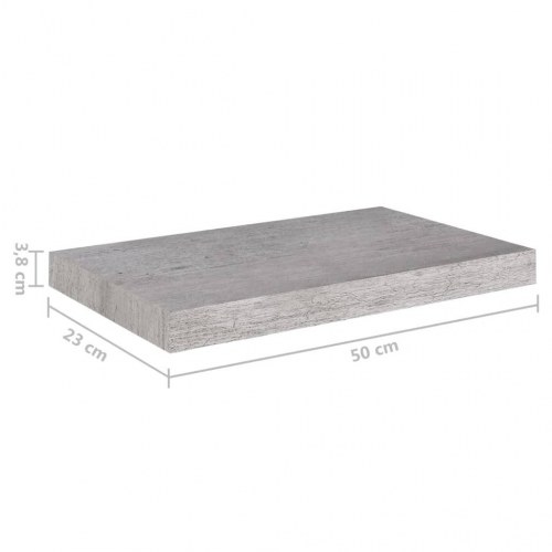 Væghylder 4 stk. 50×23×3,8 cm - MDF i betongrå
