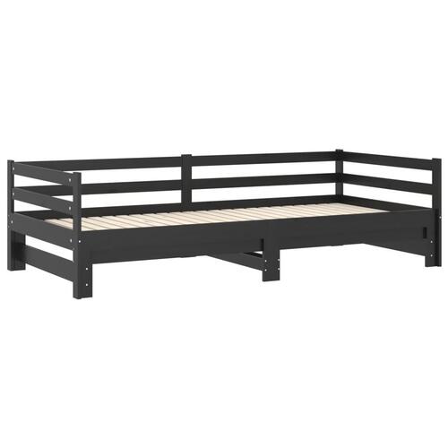 Daybed med udtræk 2x(90x200) cm massivt fyrretræ sort