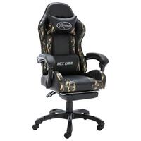 Gamerstol med fodstøtte kunstlæder sort og camouflage