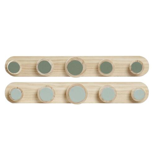 Knagerække til væggen Plastik Træ MDF Tropisk 48 x 6 x 7,5 cm (2 enheder)