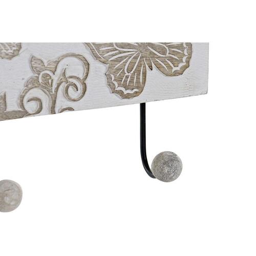 Knagerække til væggen Sommerfugle Jern Mangotræ Shabby Chic (38 x 6 x 17 cm)