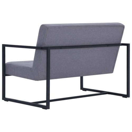 2-personers sofa med armlæn stål og stof lysegrå