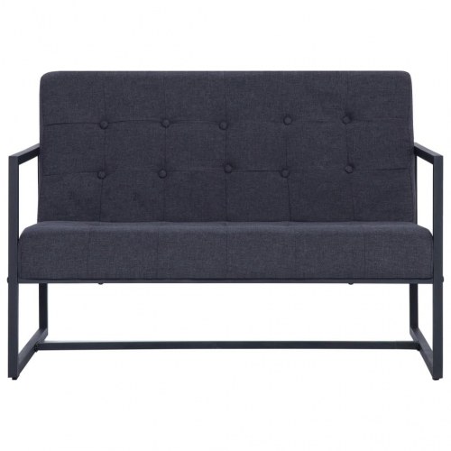 2-personers sofa med armlæn - stålstel og stof, mørkegrå