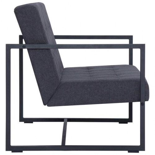2-personers sofa med armlæn - stålstel og stof, mørkegrå
