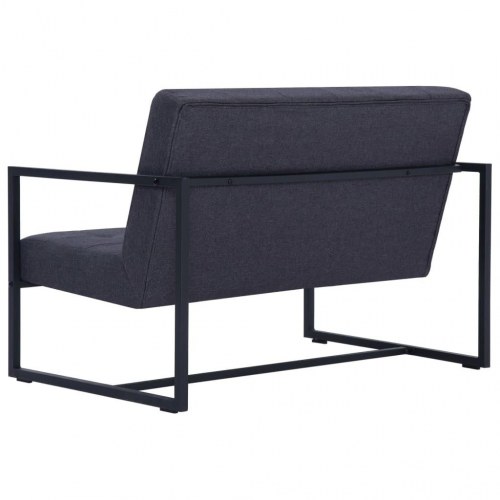 2-personers sofa med armlæn - stålstel og stof, mørkegrå