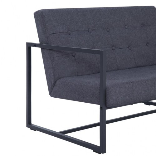 2-personers sofa med armlæn - stålstel og stof, mørkegrå