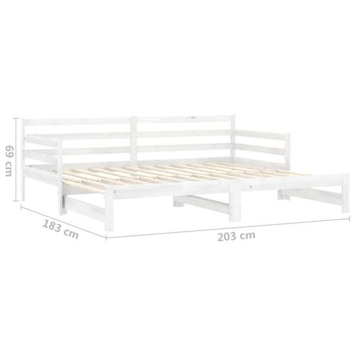 Daybed med udtræk 2x(90x200) cm massivt fyrretræ hvid