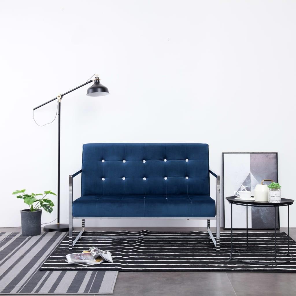 Personers Sofa Med Armlæn Krom Fløjl Blå