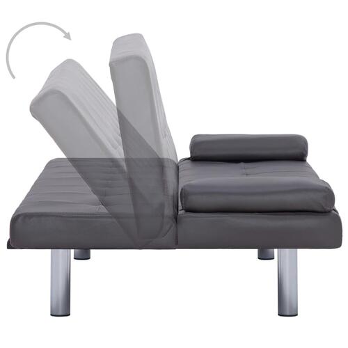 Sovesofa med to puder kunstlæder grå