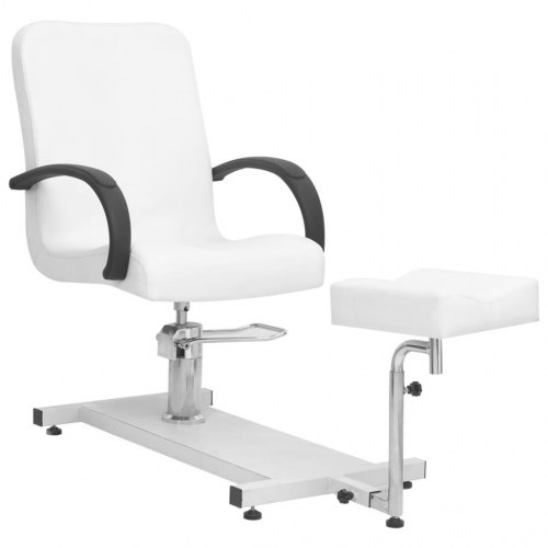 Massagestol med fodskammel 127 x 60 x 98 cm kunstlæder hvid
