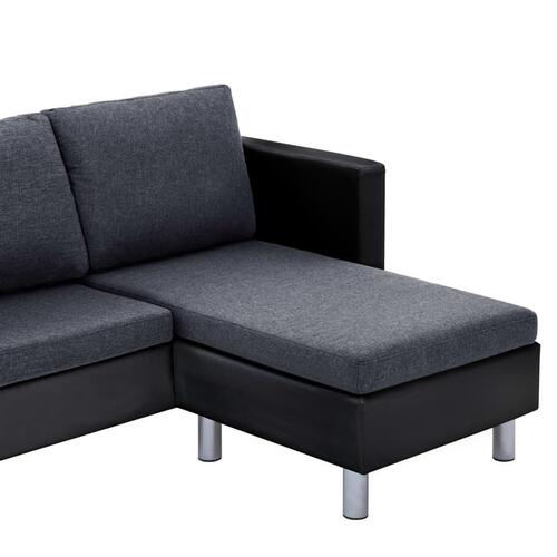 3-personers sofa med hynder kunstlæder sort