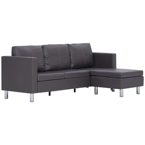 3-personers sofa med hynder kunstlæder grå