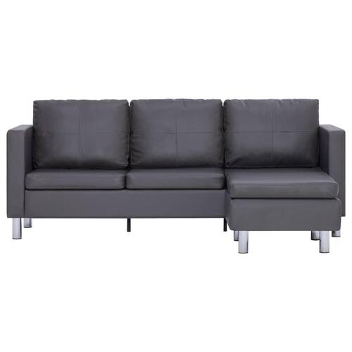 3-personers sofa med hynder kunstlæder grå